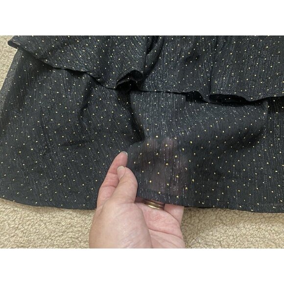 Runway Paris Women's Black/Gold Polka Dot Ruffle Layered Skirt Size S Small - Picture 3 of 5